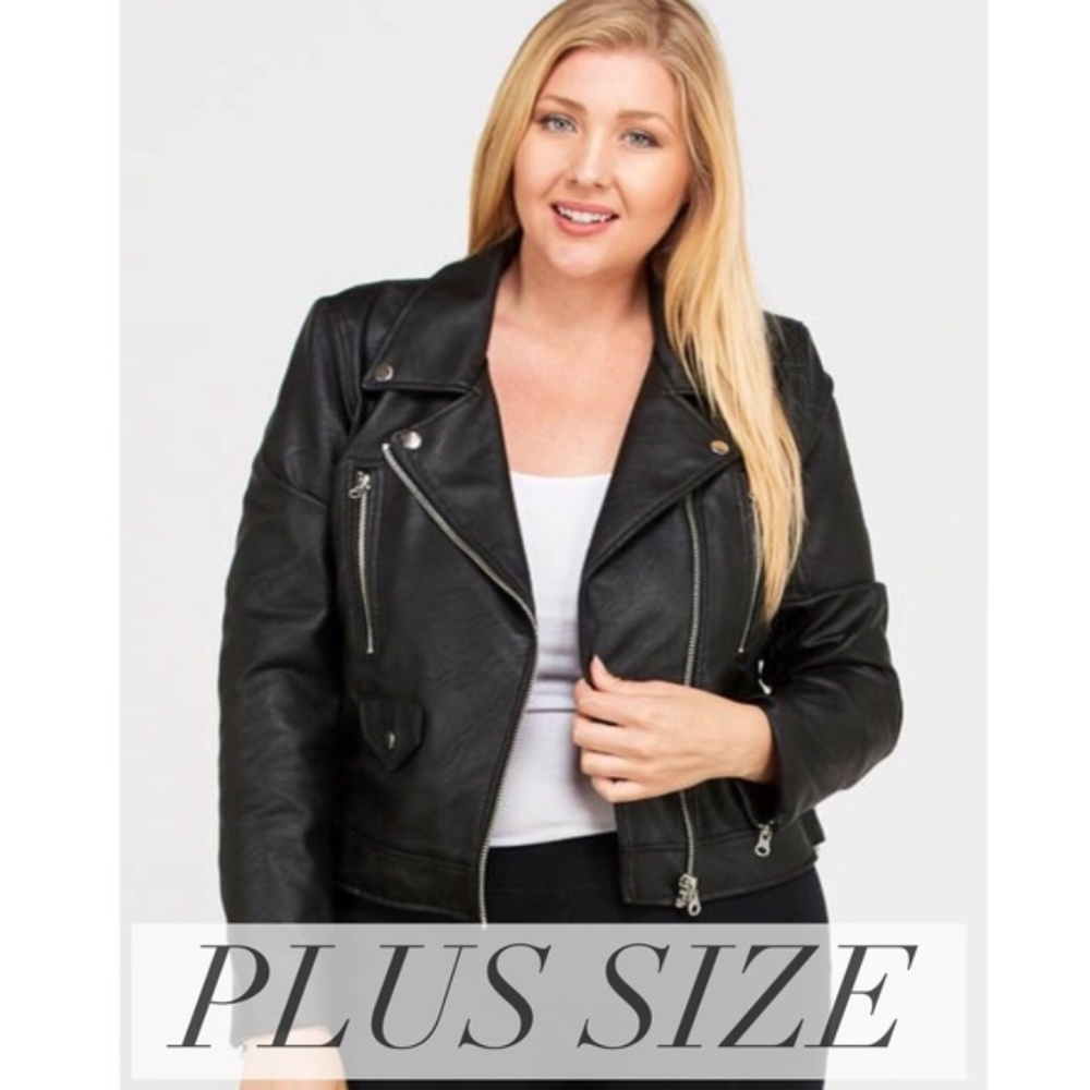 LAST ONE! 💥💥Plus Size Vegan Leather Jacket - Picture 2 of 8